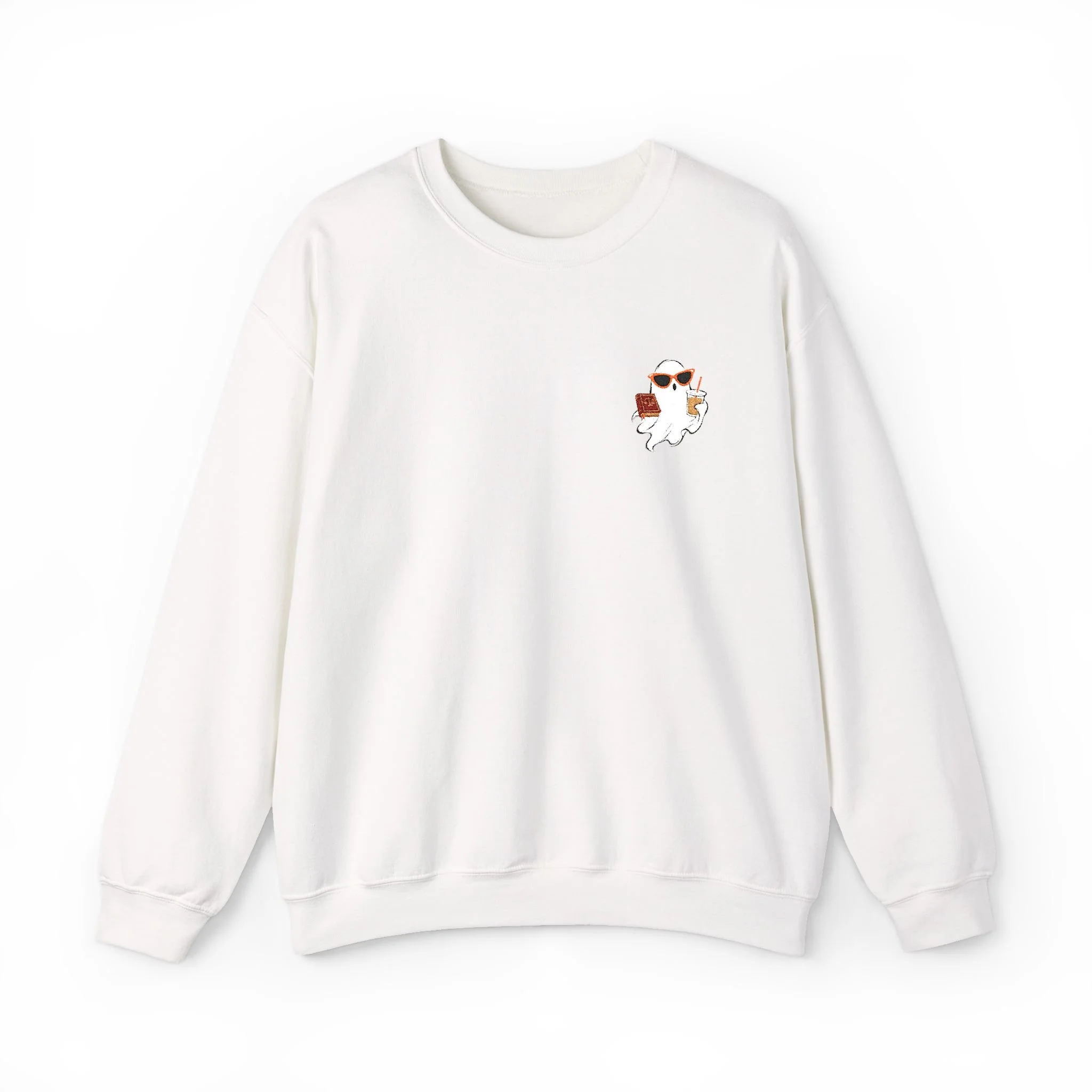 Ghost Drinking Iced Coffee & Studying Law Embroidered Sweatshirt