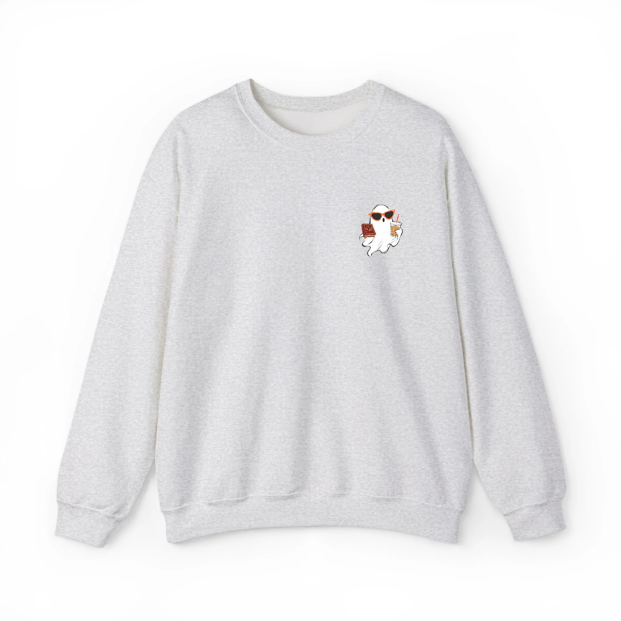 Ghost Drinking Iced Coffee & Studying Law Embroidered Sweatshirt