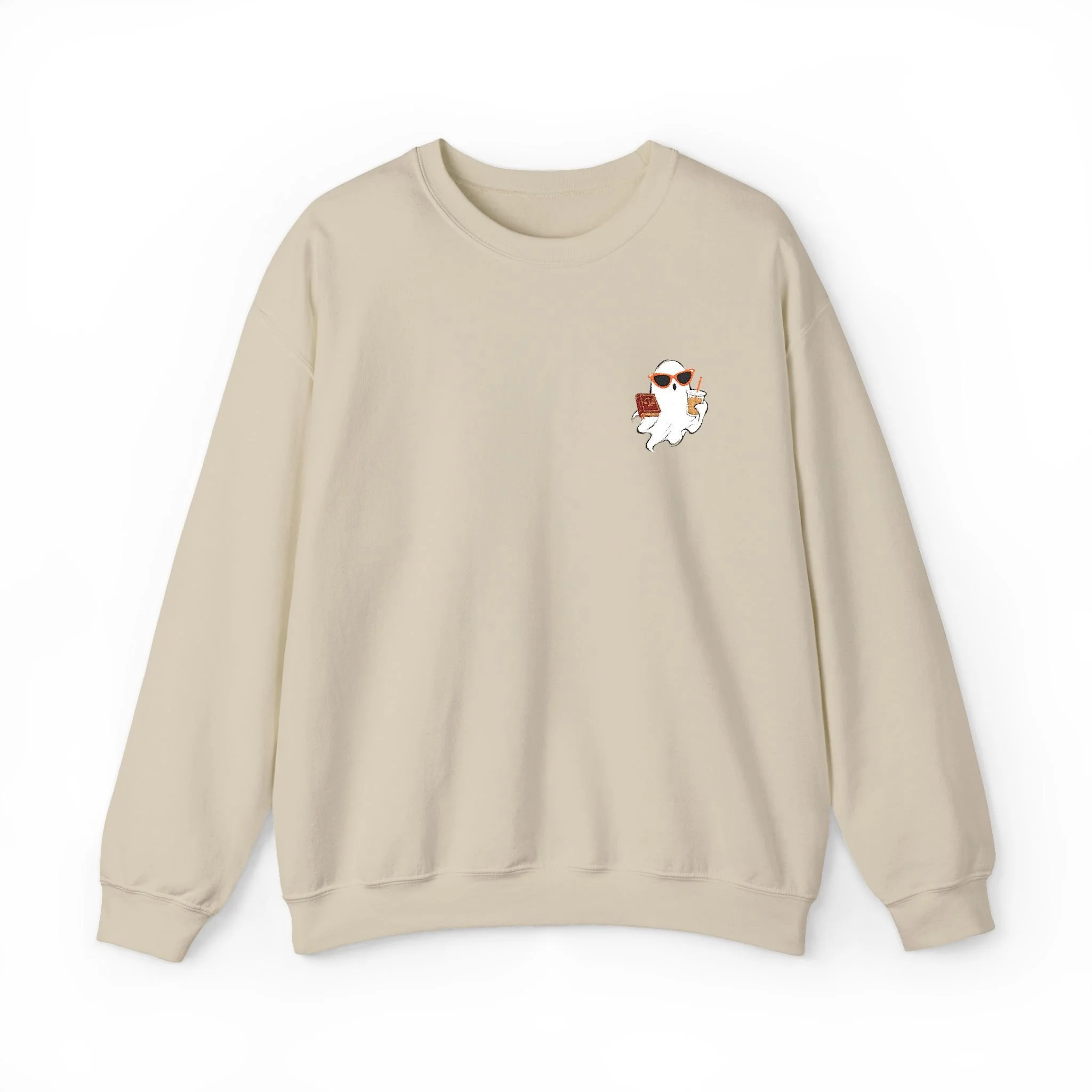 Ghost Drinking Iced Coffee & Studying Law Embroidered Sweatshirt