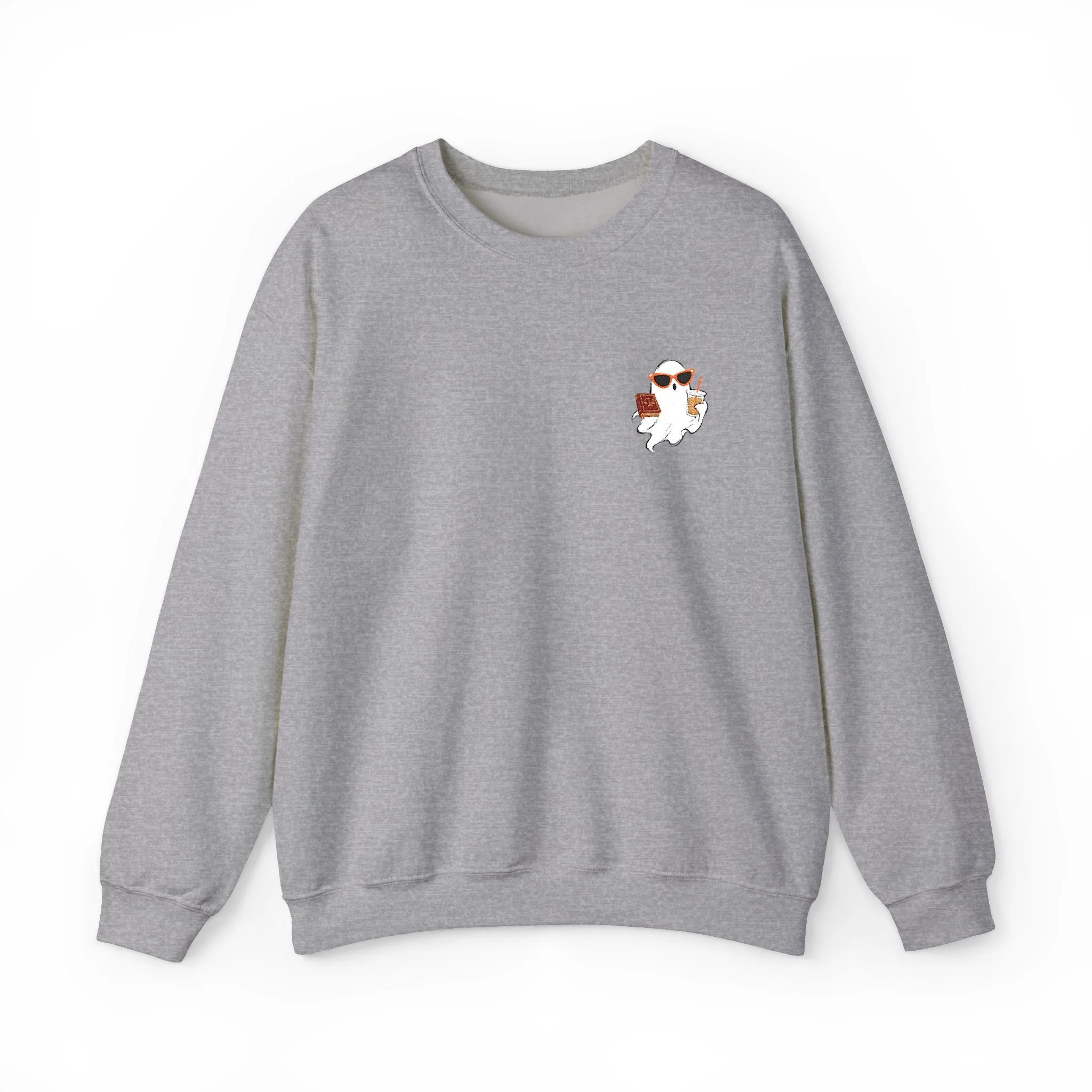 Ghost Drinking Iced Coffee & Studying Law Embroidered Sweatshirt