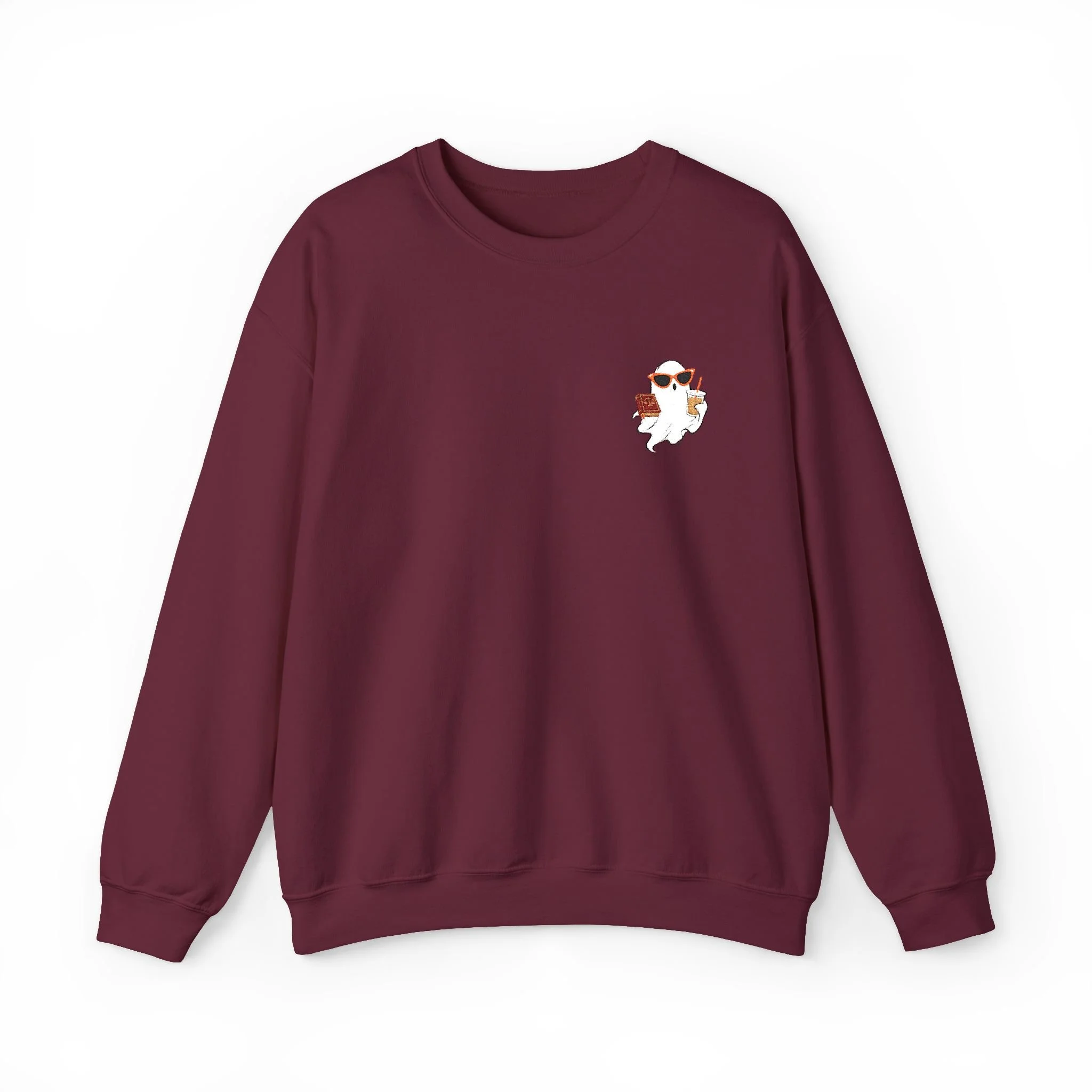 Ghost Drinking Iced Coffee & Studying Law Embroidered Sweatshirt