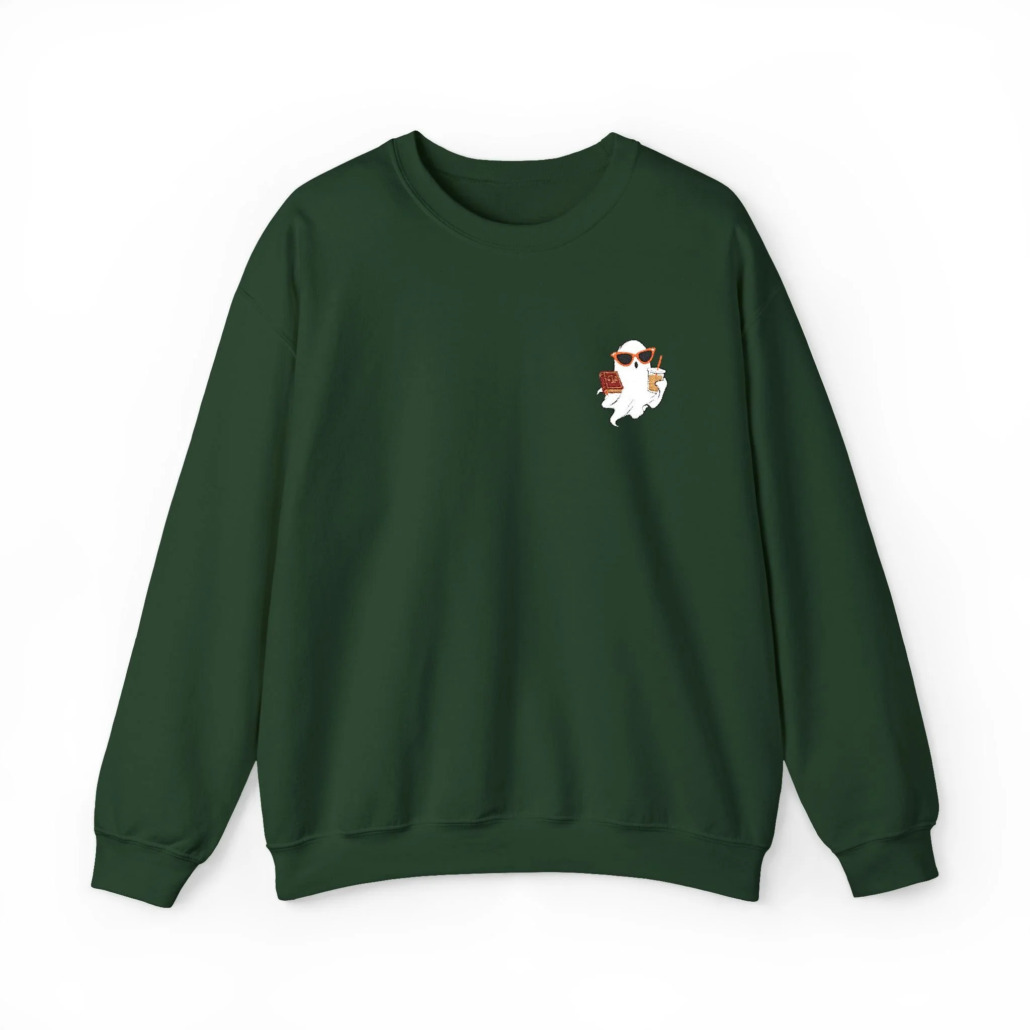 Ghost Drinking Iced Coffee & Studying Law Embroidered Sweatshirt
