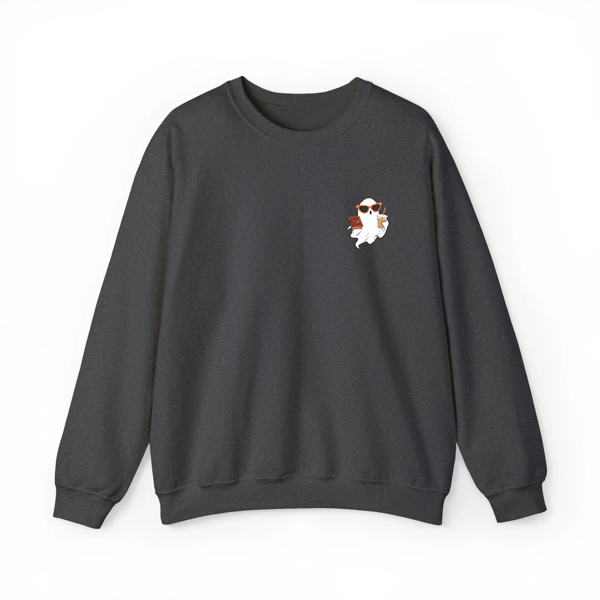 Ghost Drinking Iced Coffee & Studying Law Embroidered Sweatshirt