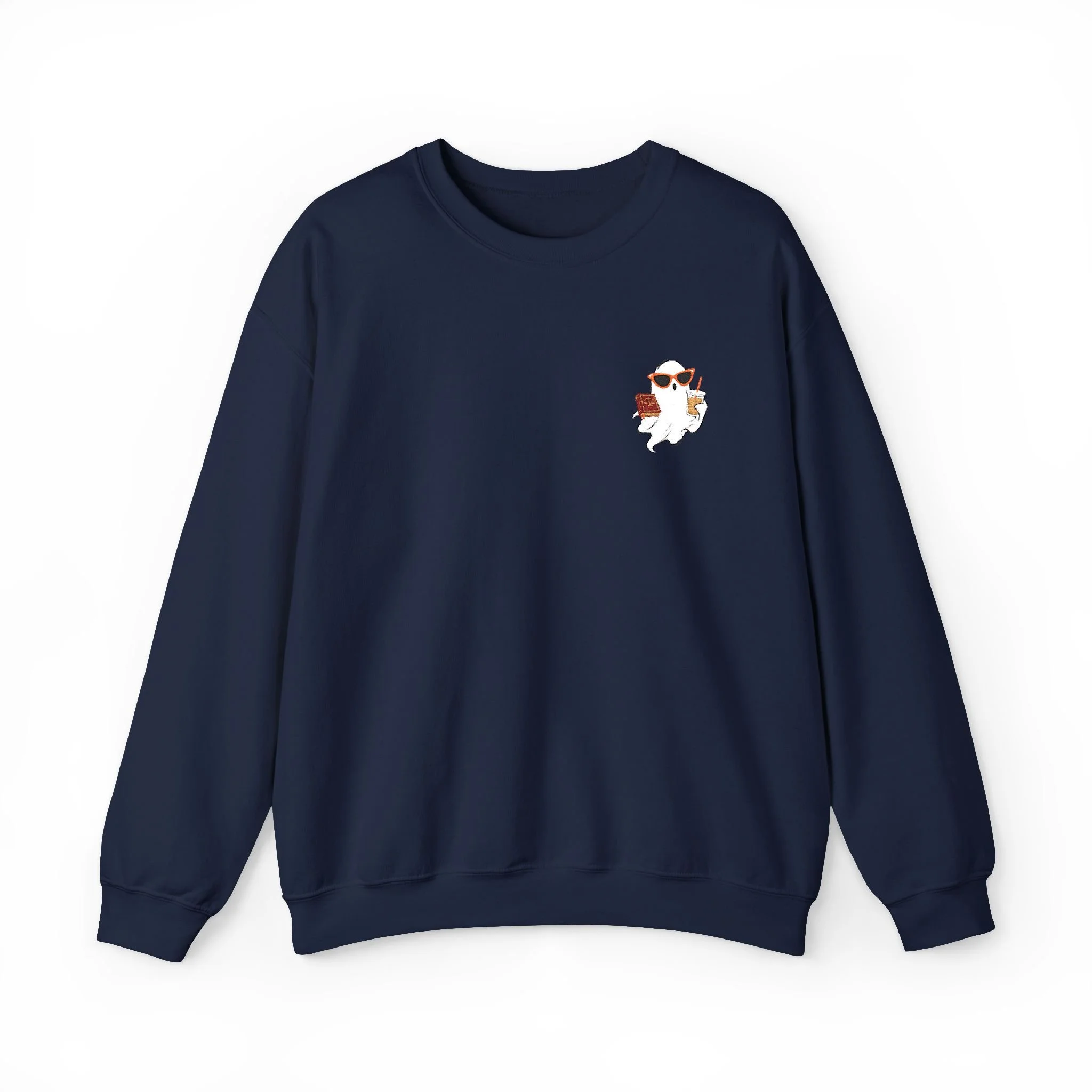 Ghost Drinking Iced Coffee & Studying Law Embroidered Sweatshirt