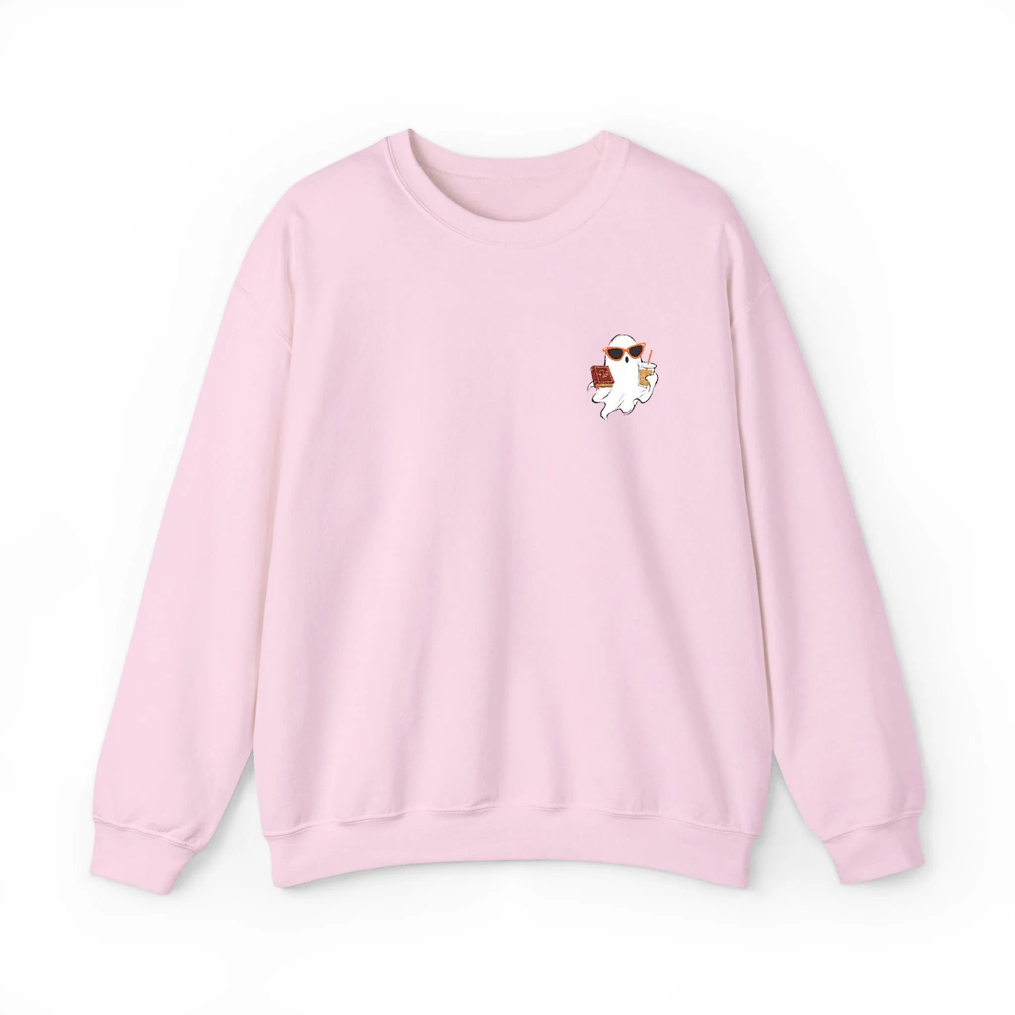 Ghost Drinking Iced Coffee & Studying Law Embroidered Sweatshirt