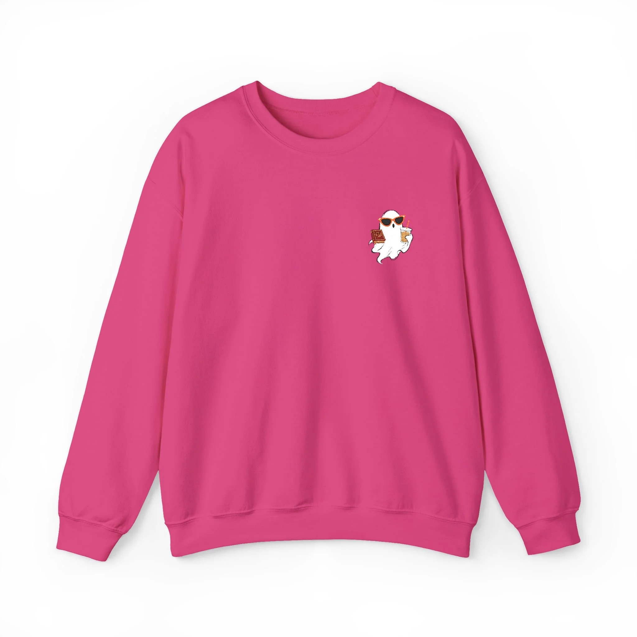 Ghost Drinking Iced Coffee & Studying Law Embroidered Sweatshirt