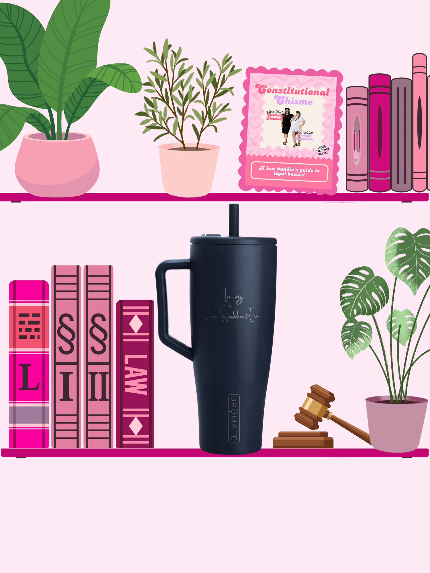 40 oz stainless steel law student tumbler featuring In My Law Student Era lettering in an alternate font