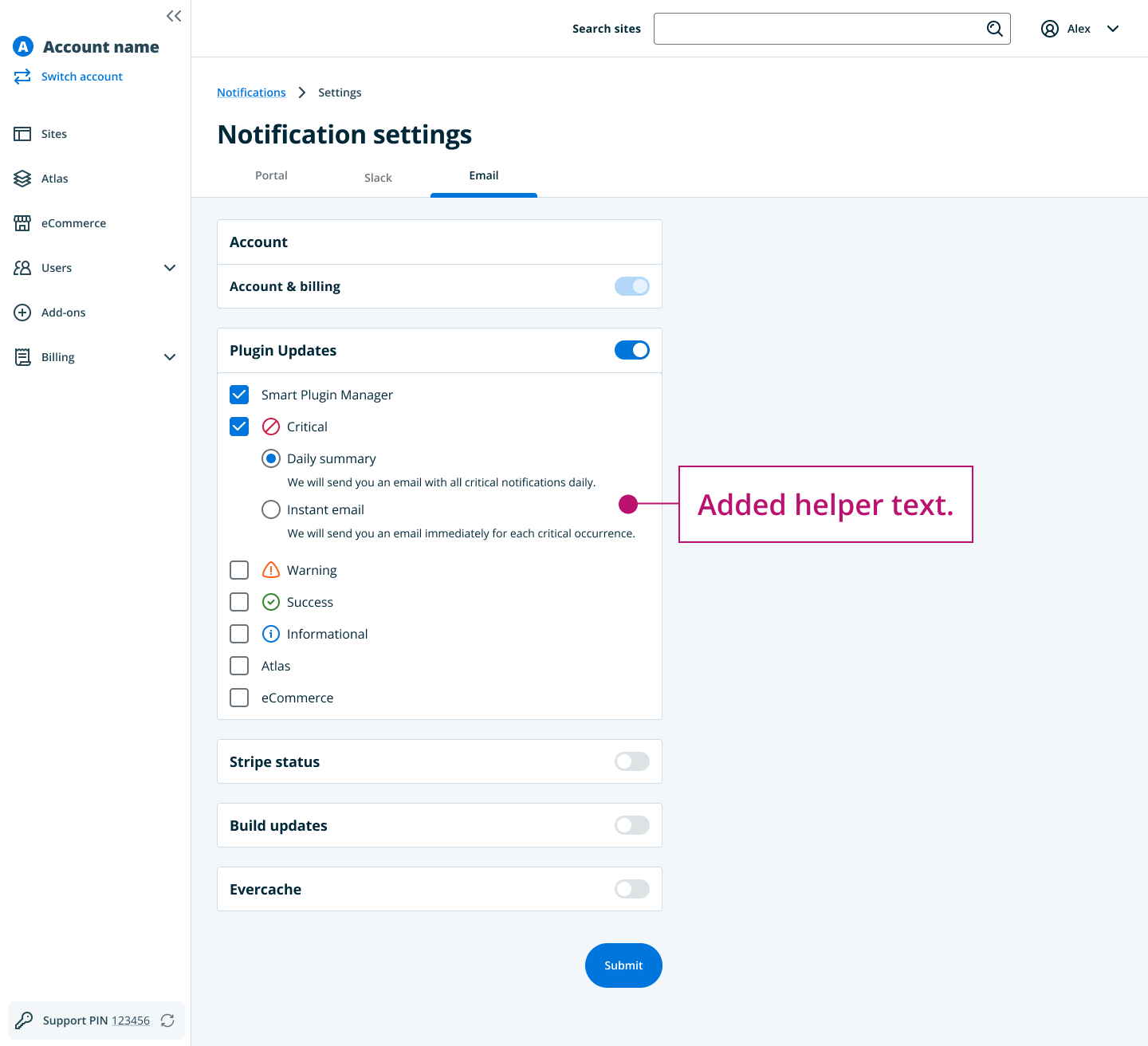 Added helper text.