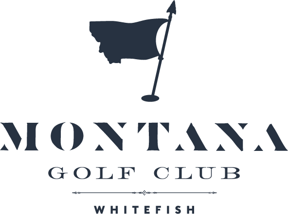 Montana Golf Club logo featuring a flag and golf tee with the words 'Montana Golf Club' and 'Whitefish'.