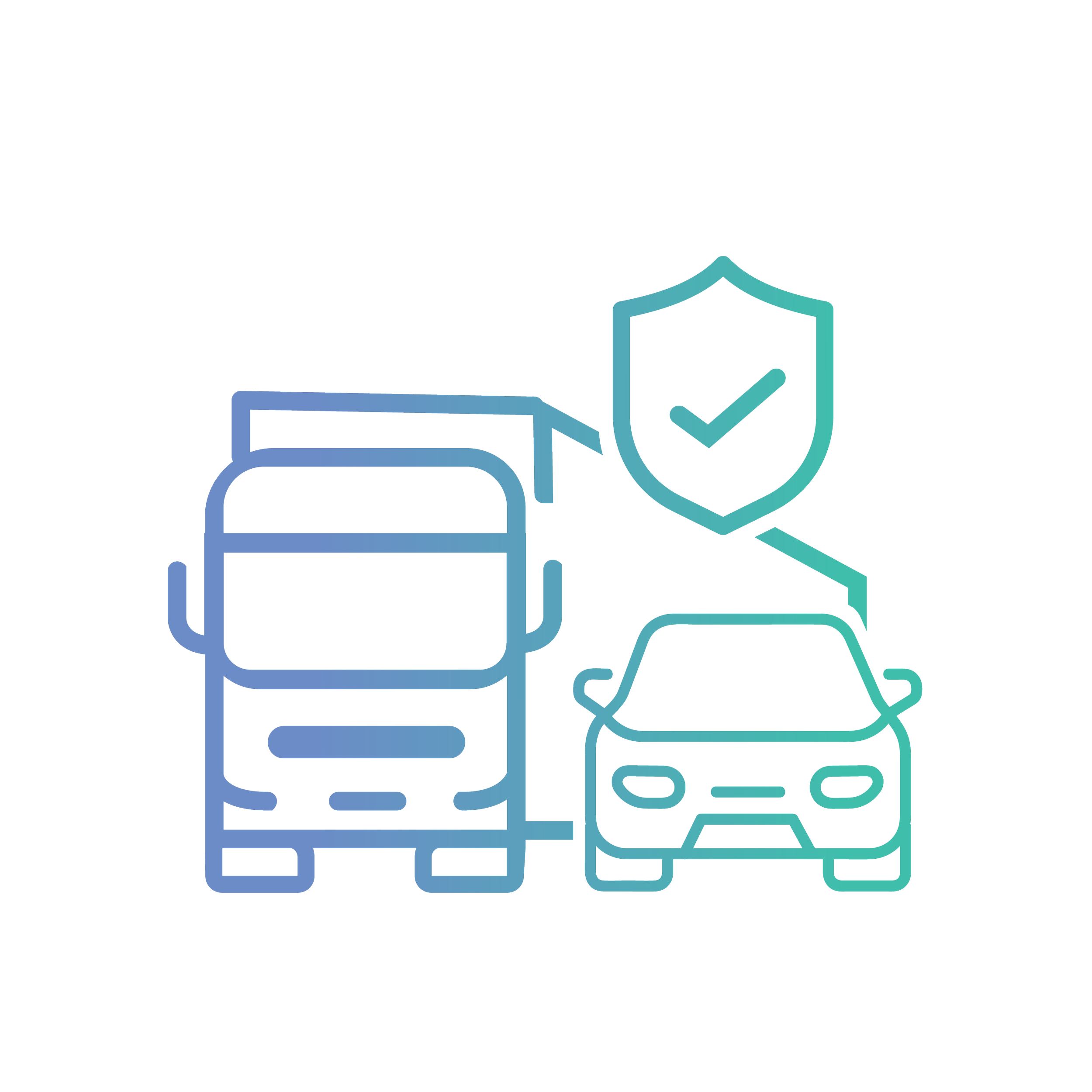 Illustration of a computer screen, smartphone, and shield with a checkmark symbol, representing internet security.