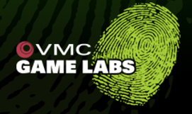 VMC Game Labs logo with a green fingerprint design in the background
