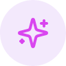 Purple circular icon with a sparkling star in the center.