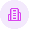 Icon of a building with multiple floors in purple background