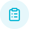 Blue circular icon with a white shopping bag in the center