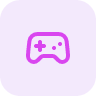 Purple icon of a game controller on a solid background.