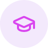 Purple circular icon with a graduation cap symbol in the center