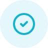 Blue circular icon with a white checkmark in the center