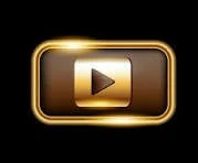 Gold and black YouTube play button icon