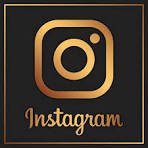 Instagram logo with black background and gold design