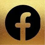 Facebook logo with black and gold color scheme