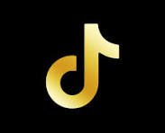 Golden TikTok logo on a black background