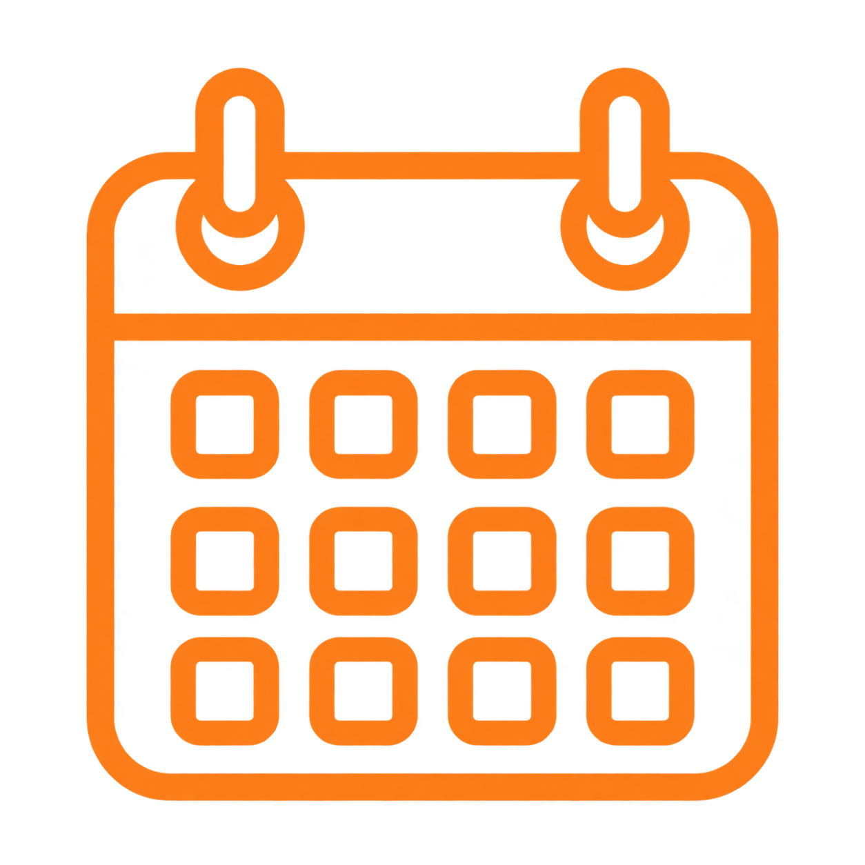 Icon of a handheld calculator with a red background and orange outline, showing a grid of buttons.