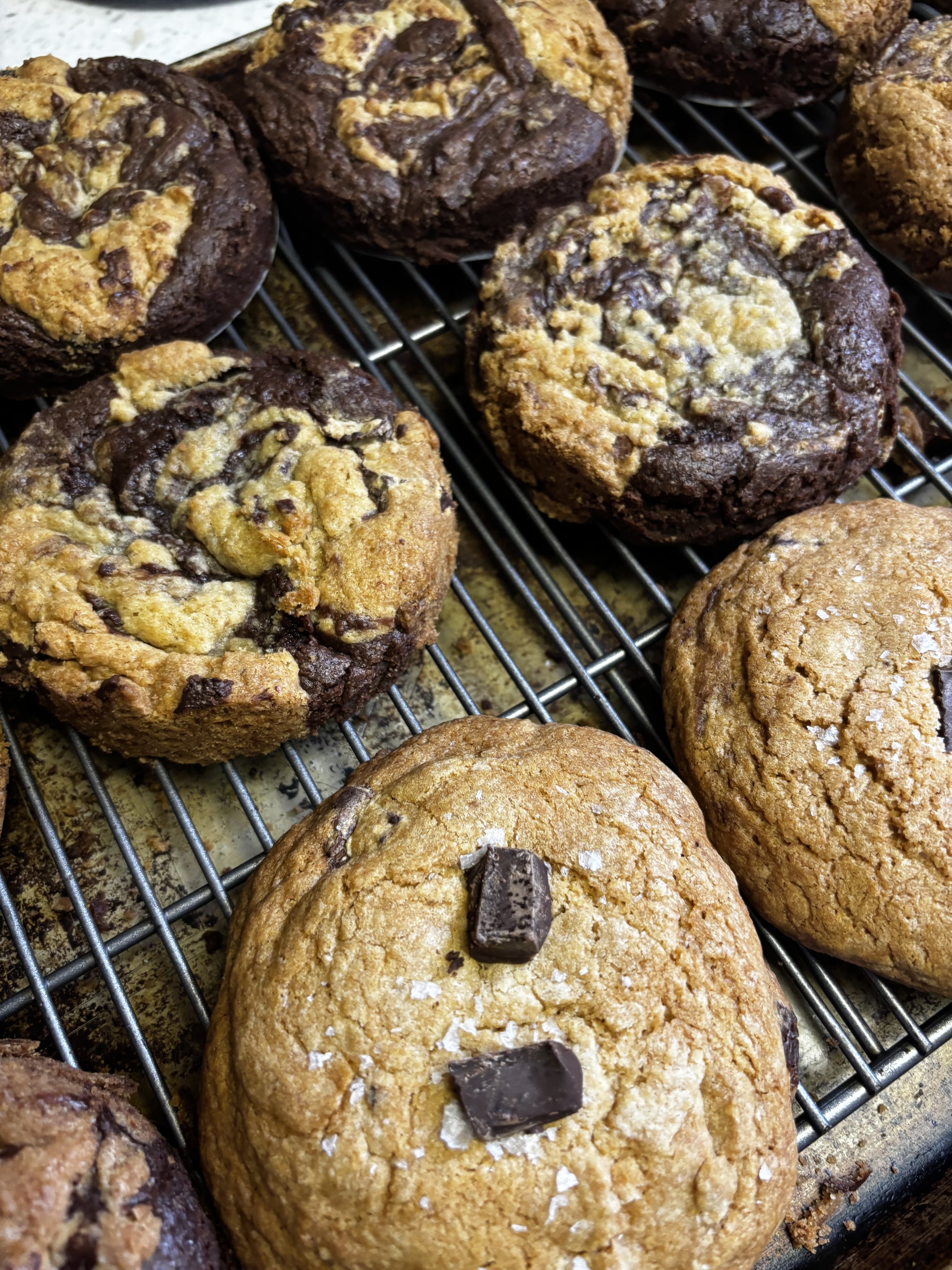 Fresh tray of Salted Choc Chunk Cookies and Brookies 