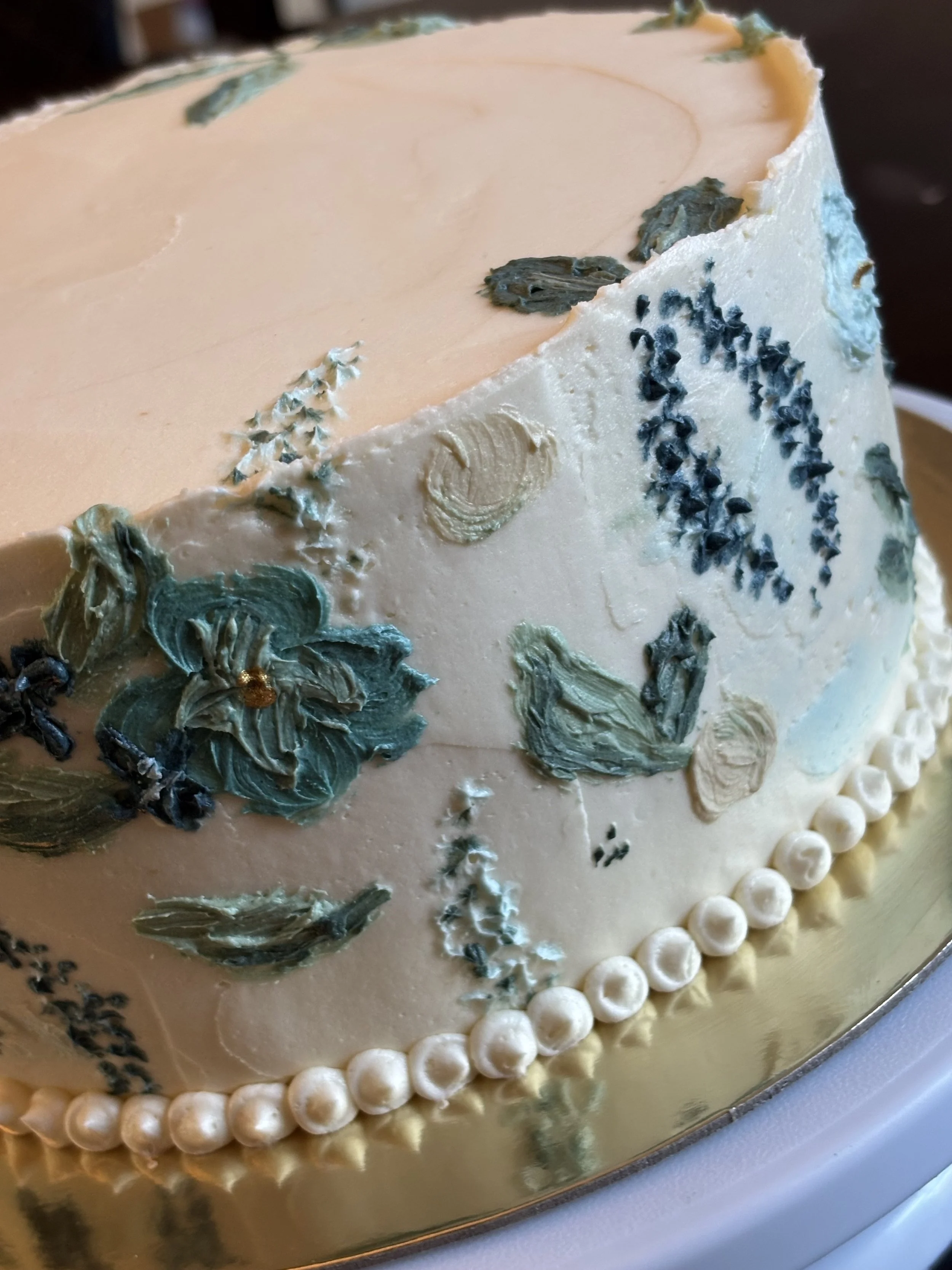 Oil painting inspired birthday cake 