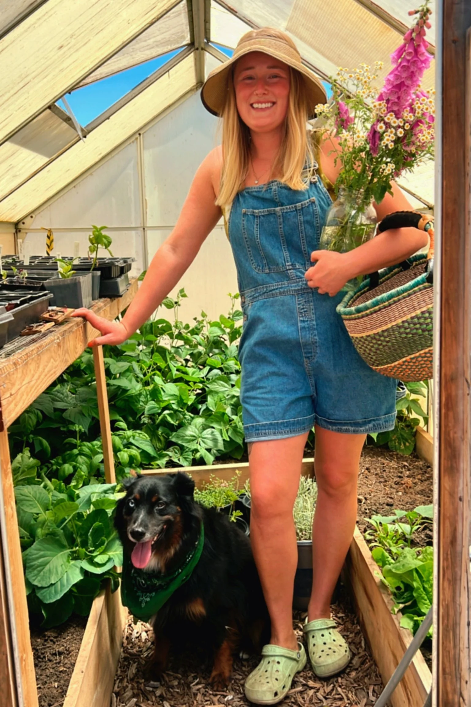 Gardening with fresh herbs and flowers at Harmony Farms