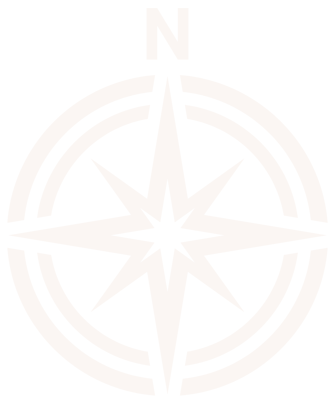 Black and white compass rose symbol with north marked at the top.