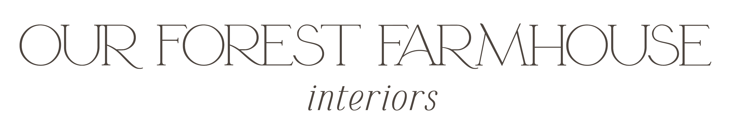 Logo for Our Forest Farmhouse Interiors featuring stylized text.