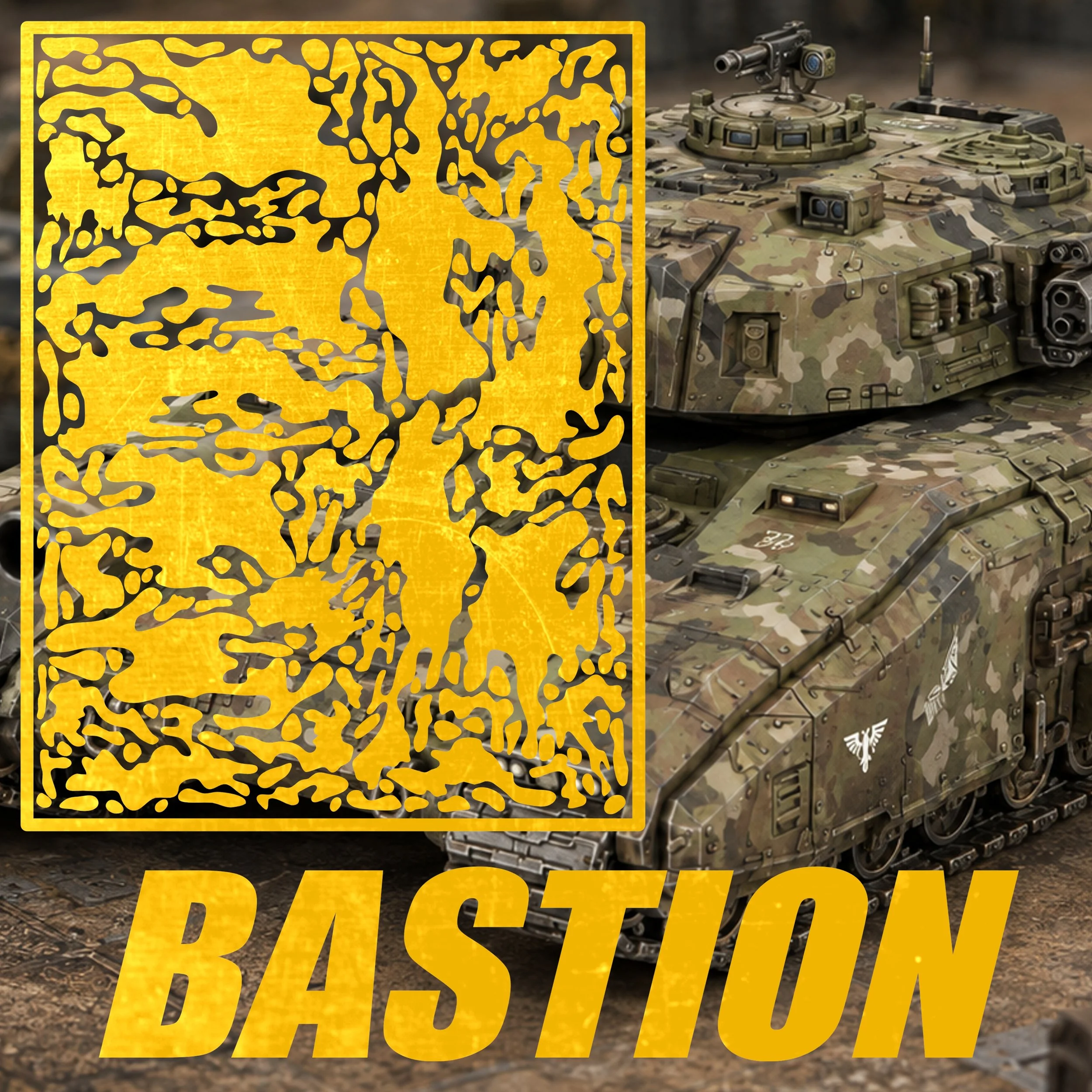 BASTION - Organic Disruption Camouflage Stencil for Miniatures & Sci-Fi Armor