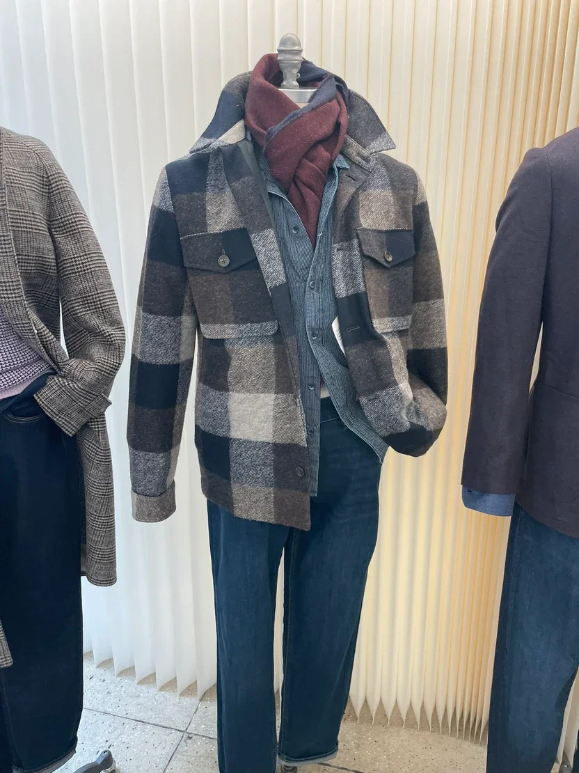 Textured twill wool shirt jacket