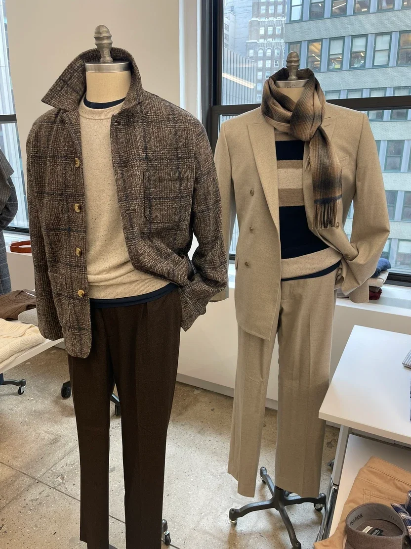 Prince of wales shirt jacket, nep yarn sweaters