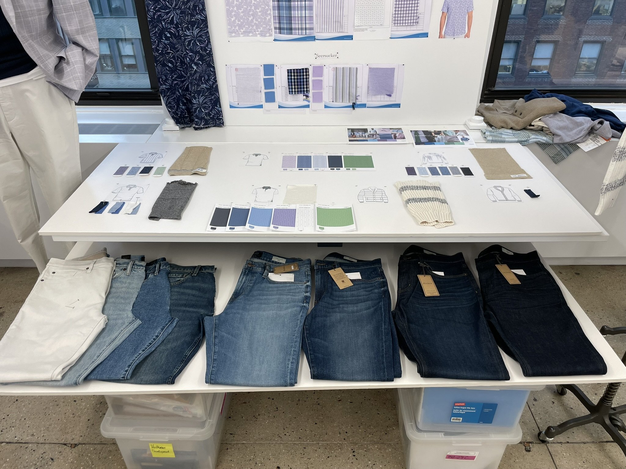 FA26 denim table featuring new samples