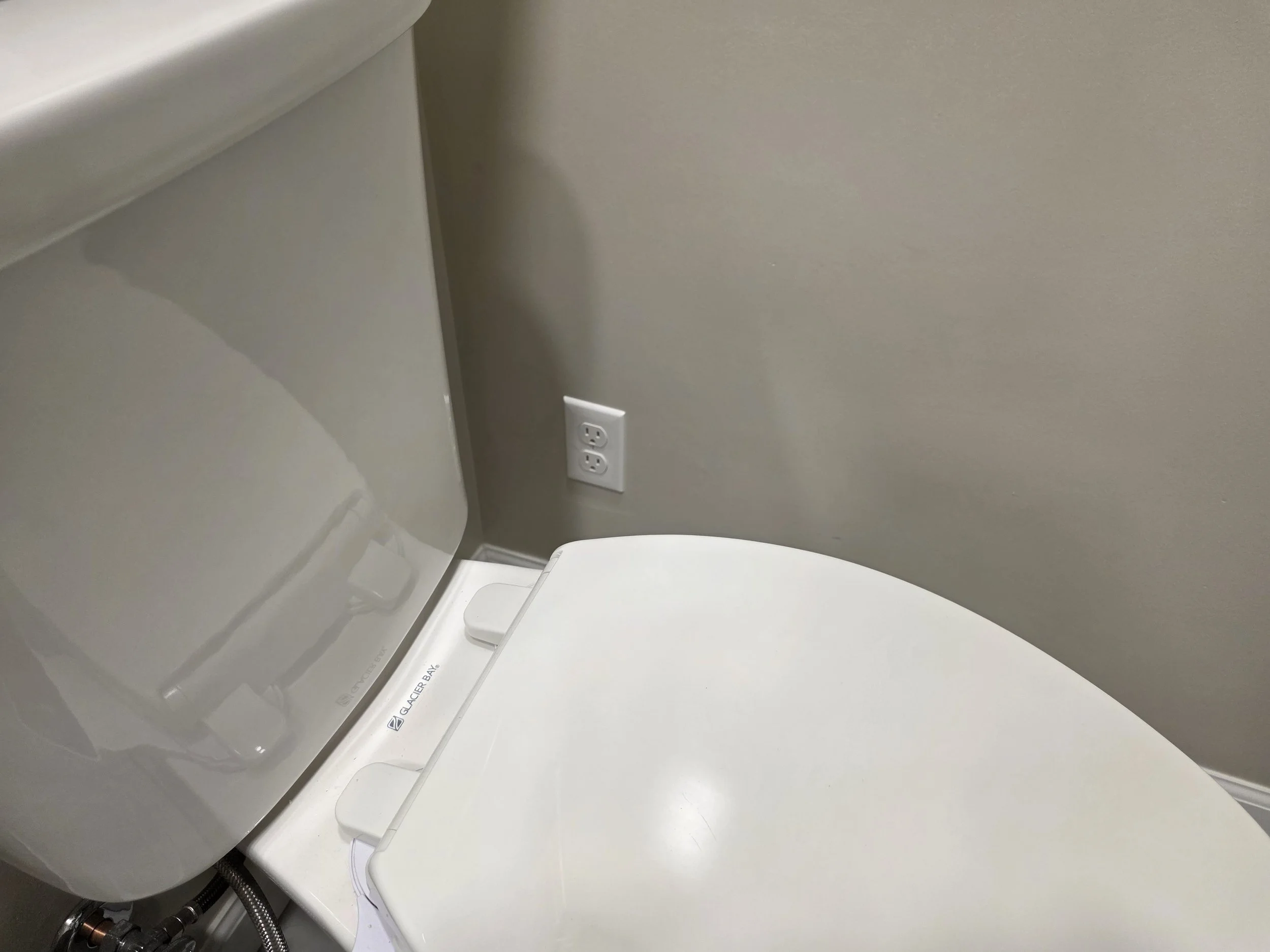 New receptacle added by the toilet (customer wanted to install a Toto bidet) 