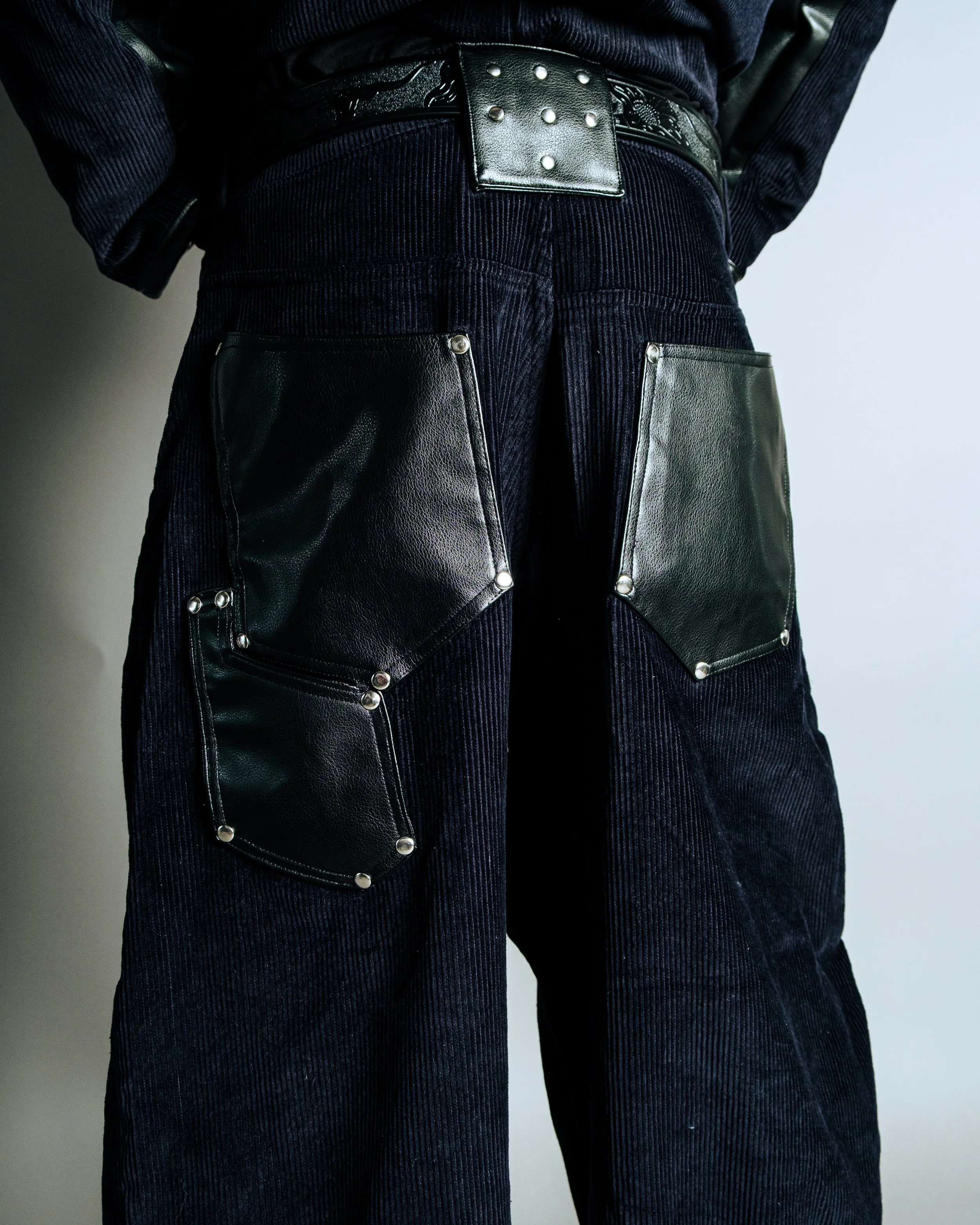 Corduroy Patch-Leather Trousers