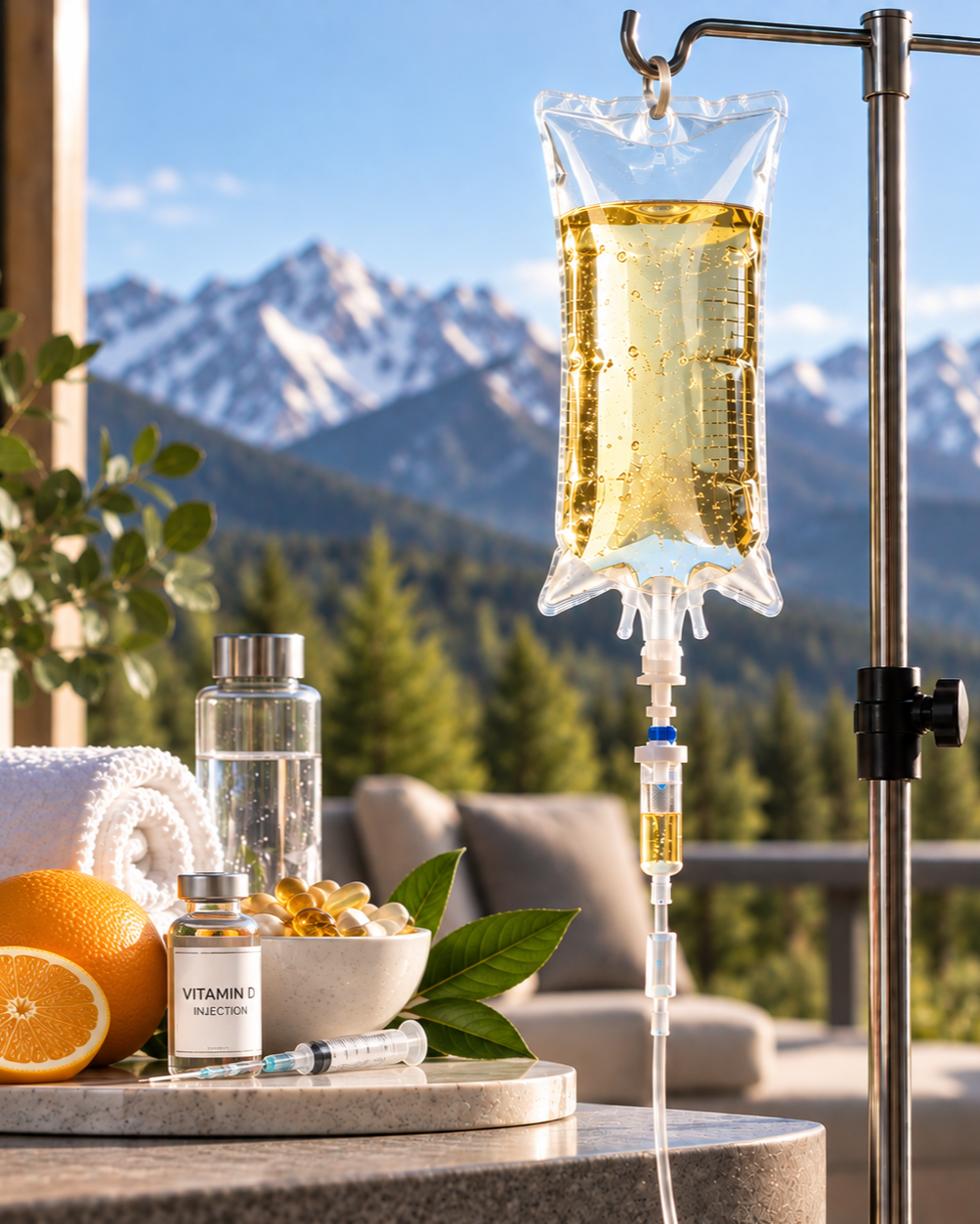 #4  |  FOR GOOD MEASURE — $230  |

A little extra Immunity support—with Vitamin D IM injection included.

Hydration combined with select vitamins and an intramuscular Vitamin D injection.

Includes:
IV hydration bag • Vitamin C • Glutathione • Zinc •