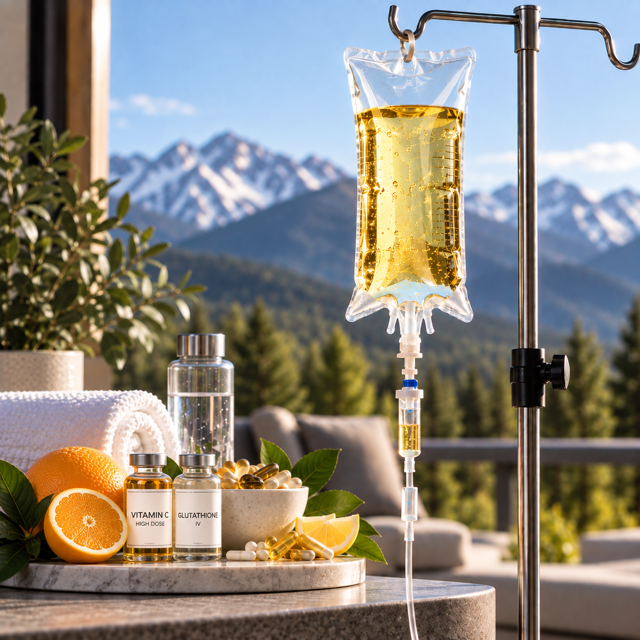#5  |  "ALL IN" — $330  |

Sometimes in life you feel the need to say, “I’m All In”! 

Our vitamin-packed wellness blend with higher-dose Vitamin C and Glutathione.

Includes:
IV hydration bag • Vitamin B Complex • Vitamin B12 • Vitamin C  • Glutathi