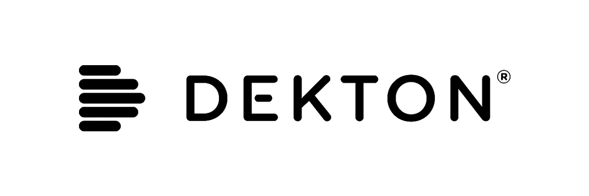 Dekton logo with stylized horizontal striped icon