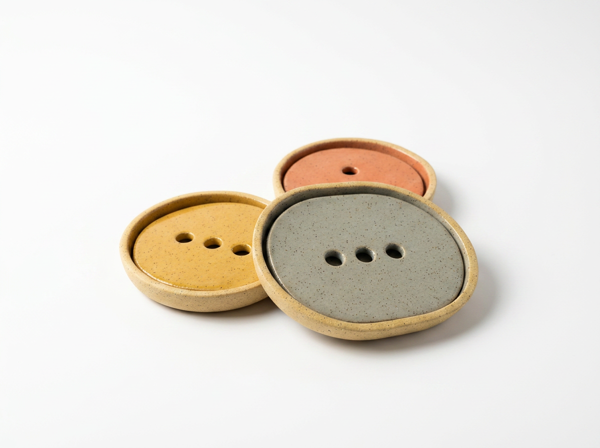 Self draining ceramic soap dishes in pastel colors