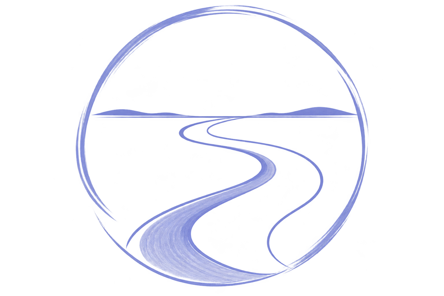 Minimal line art illustration depicting a winding path representing healing journey from trauma