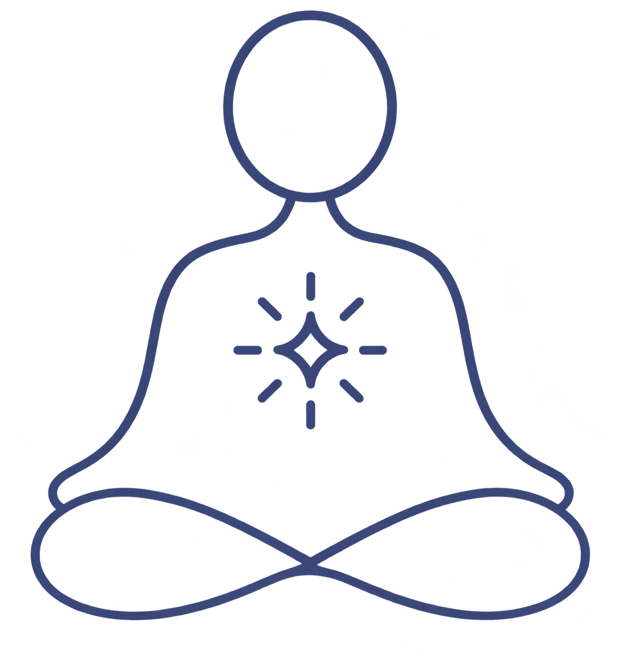 Seated figure with an inner sparkle, representing building self-worth from within.