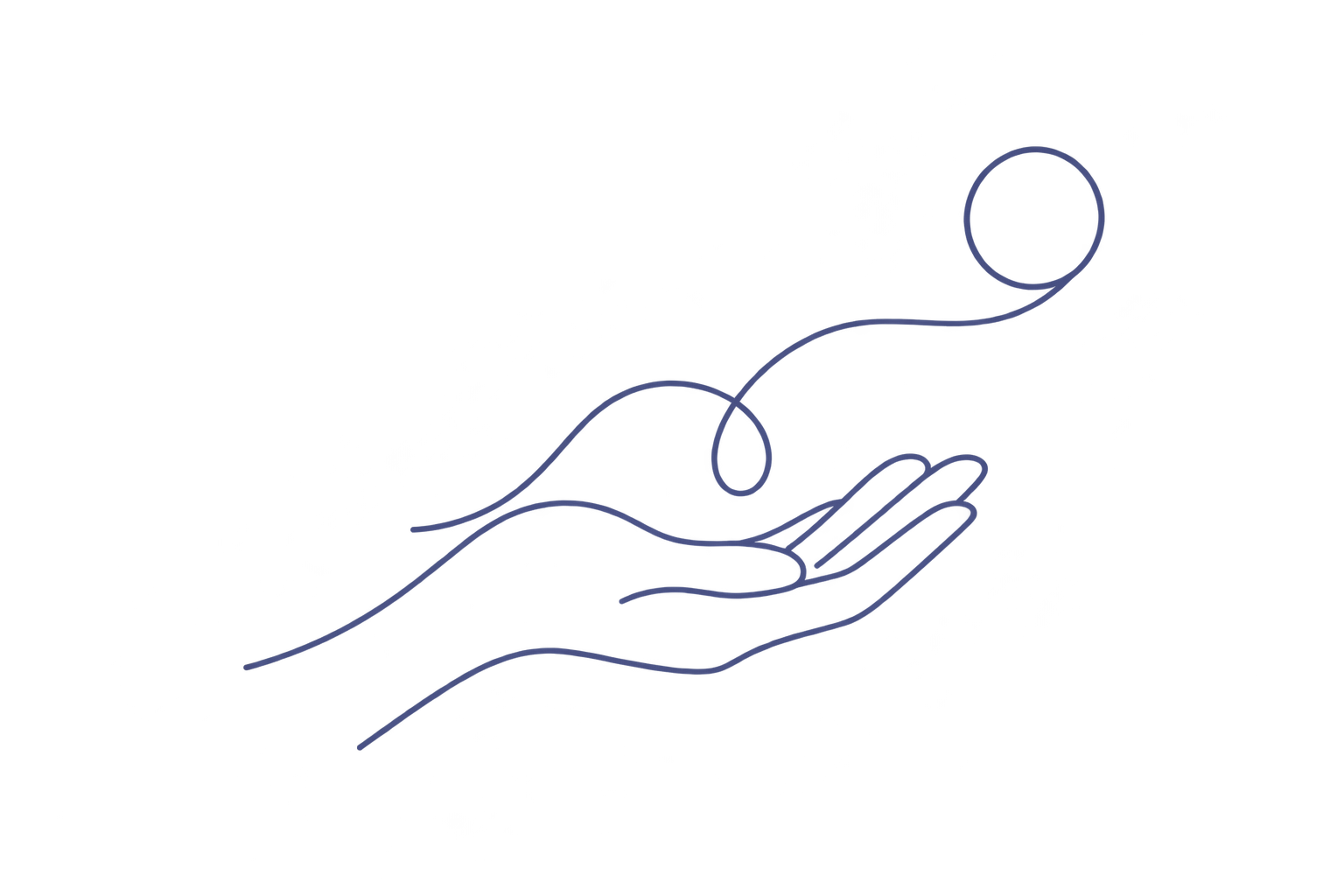 Open hand with flowing line representing release and processing