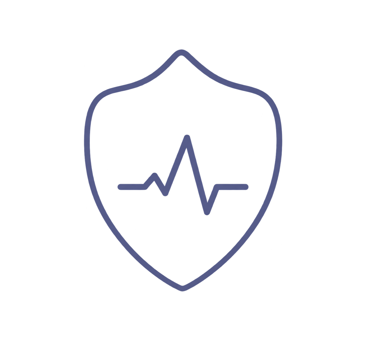 Shield with pulse line representing service-related stress.