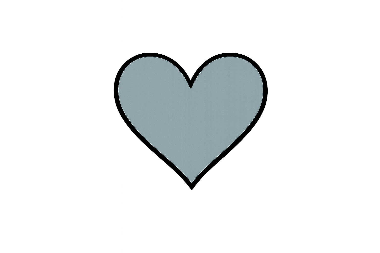 A gray heart on a black background.