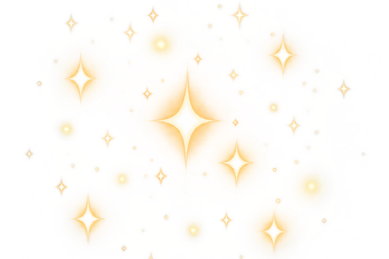 Bright star-like sparkles surrounded by colorful nebulous clouds and glowing orbs, resembling a digital or cosmic abstract design.