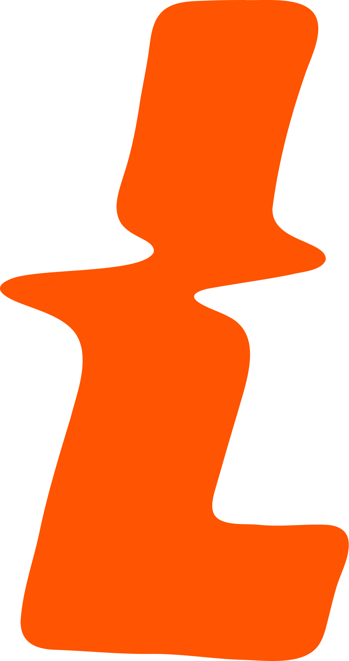 Abstract "L" symbol with in orange on a black background.