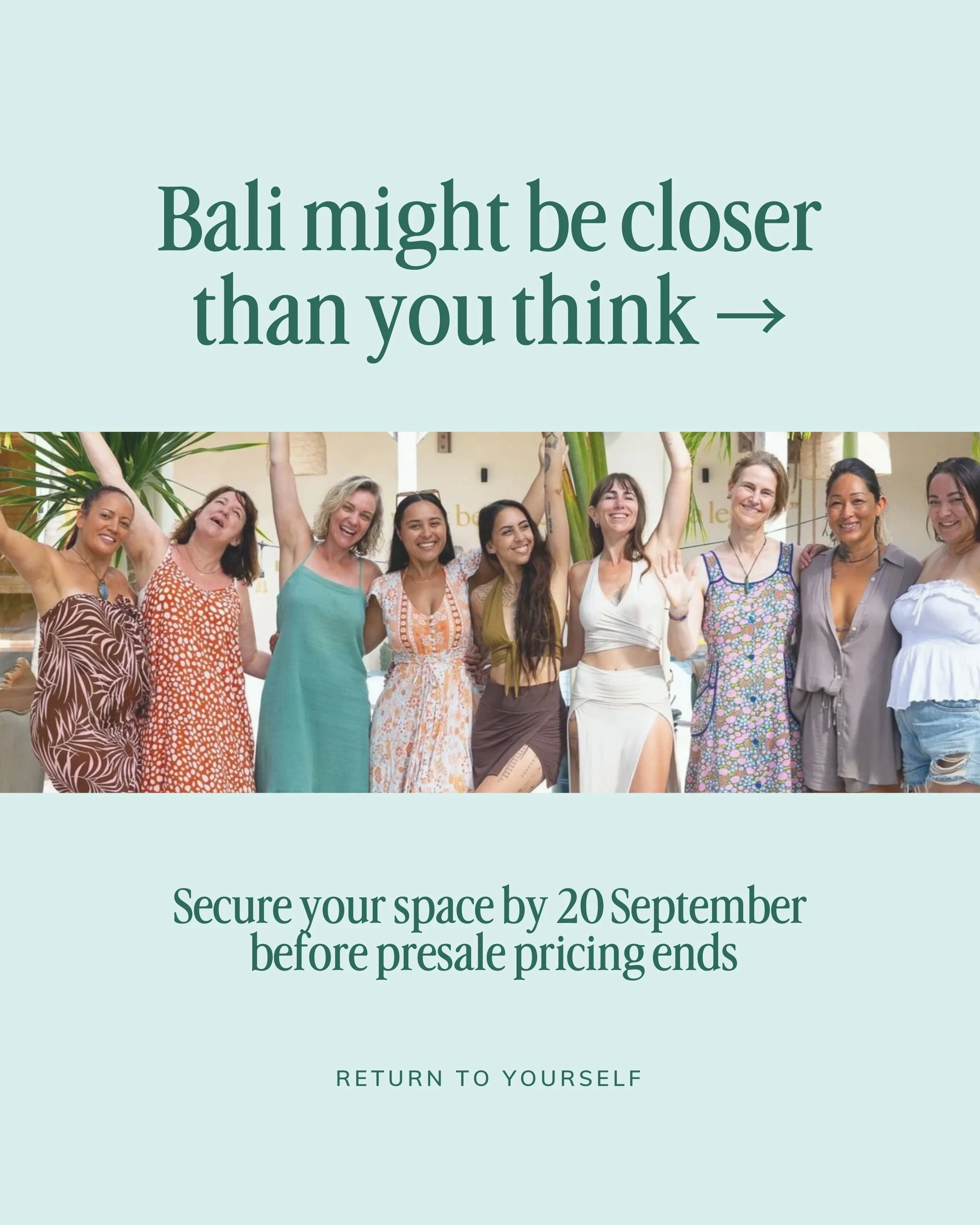 👉🏽 Another woman said &lsquo;YES&rsquo; to Bali 🦋

Will you be the next?

This retreat is closer than you think, and with tangible gifts sent out from the moment you sign up ~ the magic begins ✨

Comment &lsquo;Bali&rsquo; for the details 🩵