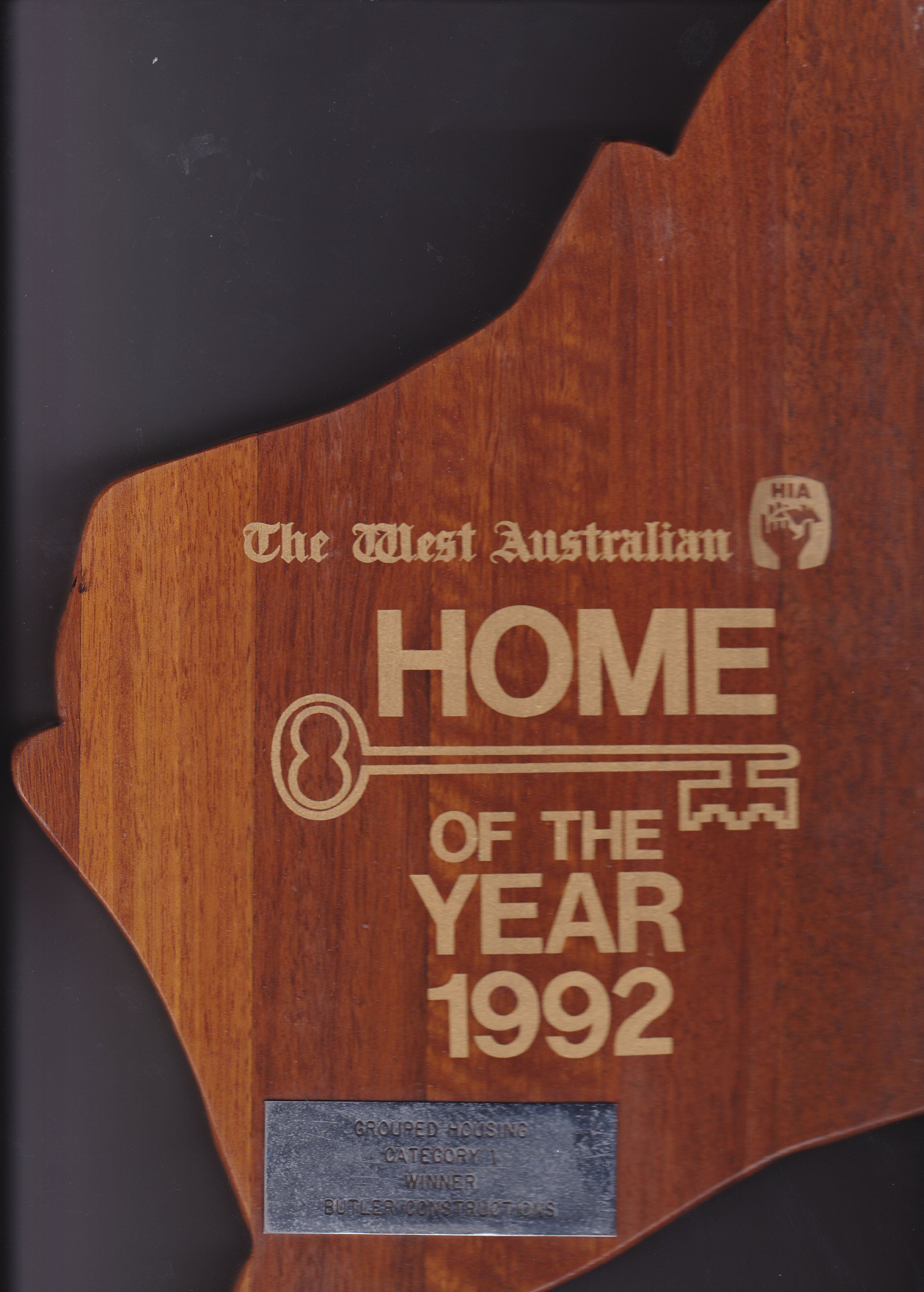 The West Australian Home of the Year  "Grouped Housing Category 1 Winner Butler Constructions."